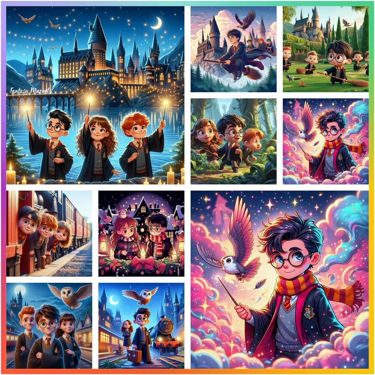 Set Pittura Diamante Harry Potter Scuola di Magia Hogwarts, Kit Punto Croce 5D Fai da Te, Mosaico Artistico, Ricamo, Decorazione Casa, Regalo Artigianale