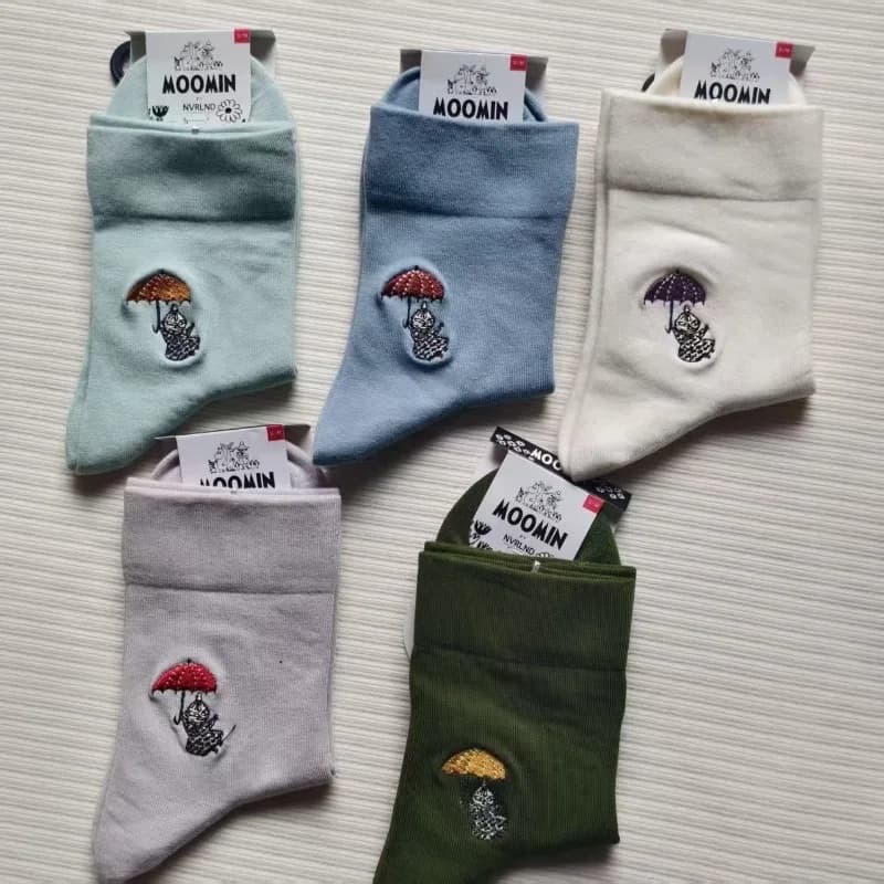 Hot Anime Moomins Series Casual Socks Cartoon Character Creativity Cute Embroidered Pattern Skin-friendly Sock Merchandise