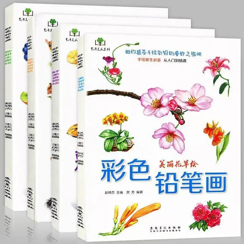 Color Pencil Flowers Food Fruit Animal Coloring Book - Zero Based Learning Art Sketch Drawing Tutorial for Beginners