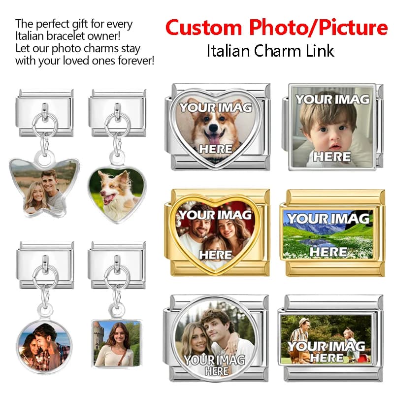 2026 New Stainless Stee Bracelet Italian Charms DIY personalized photo picture frame creation titanium splicing module bracelets