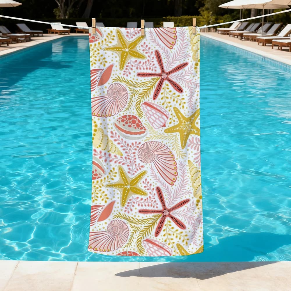 Asciugamani da spiaggia con conchiglie e conchiglie marine Kawaii, asciugamani da bagno per il corpo, sauna, viaggi, spa, accessori per il bagno, spiaggia, campeggio, picnic
