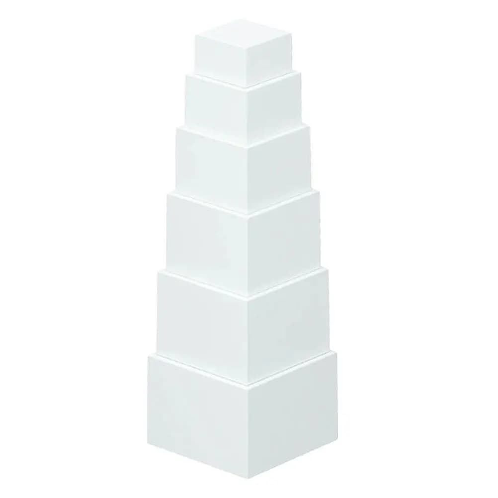 Set di 6 Cubi Espositivi in Plastica Bianca per Scrivania, Supporti per Buffet, Espositori per Torte e Dessert, Organizzatori per Feste