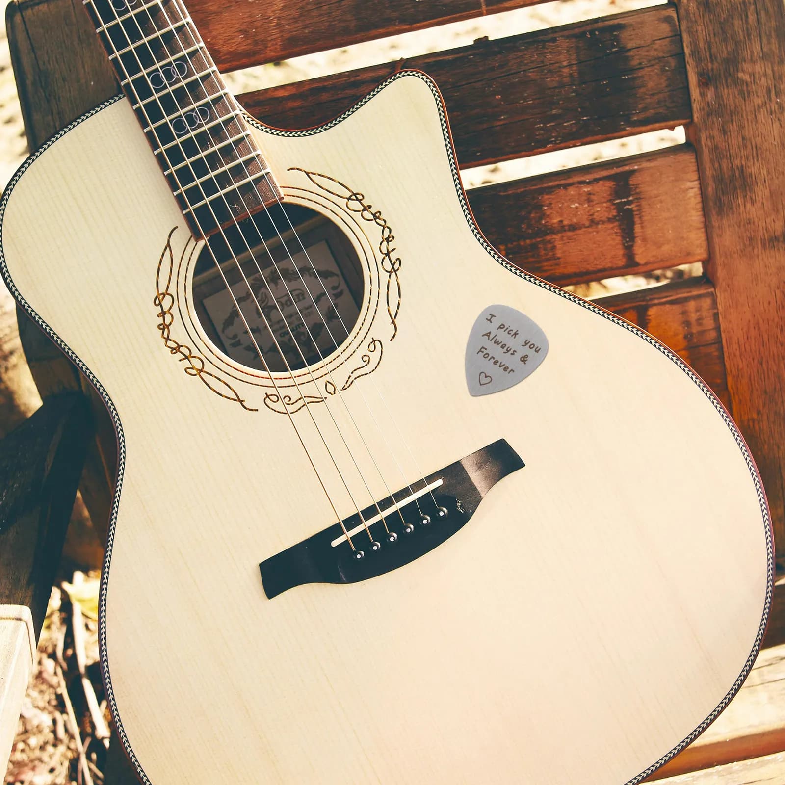 Plettro per Chitarra in Acciaio al Titanio 316 con Scritta 'I Pick You' Incisa, Lucidato, Accessorio per Strumenti Musicali ad Alte Prestazioni