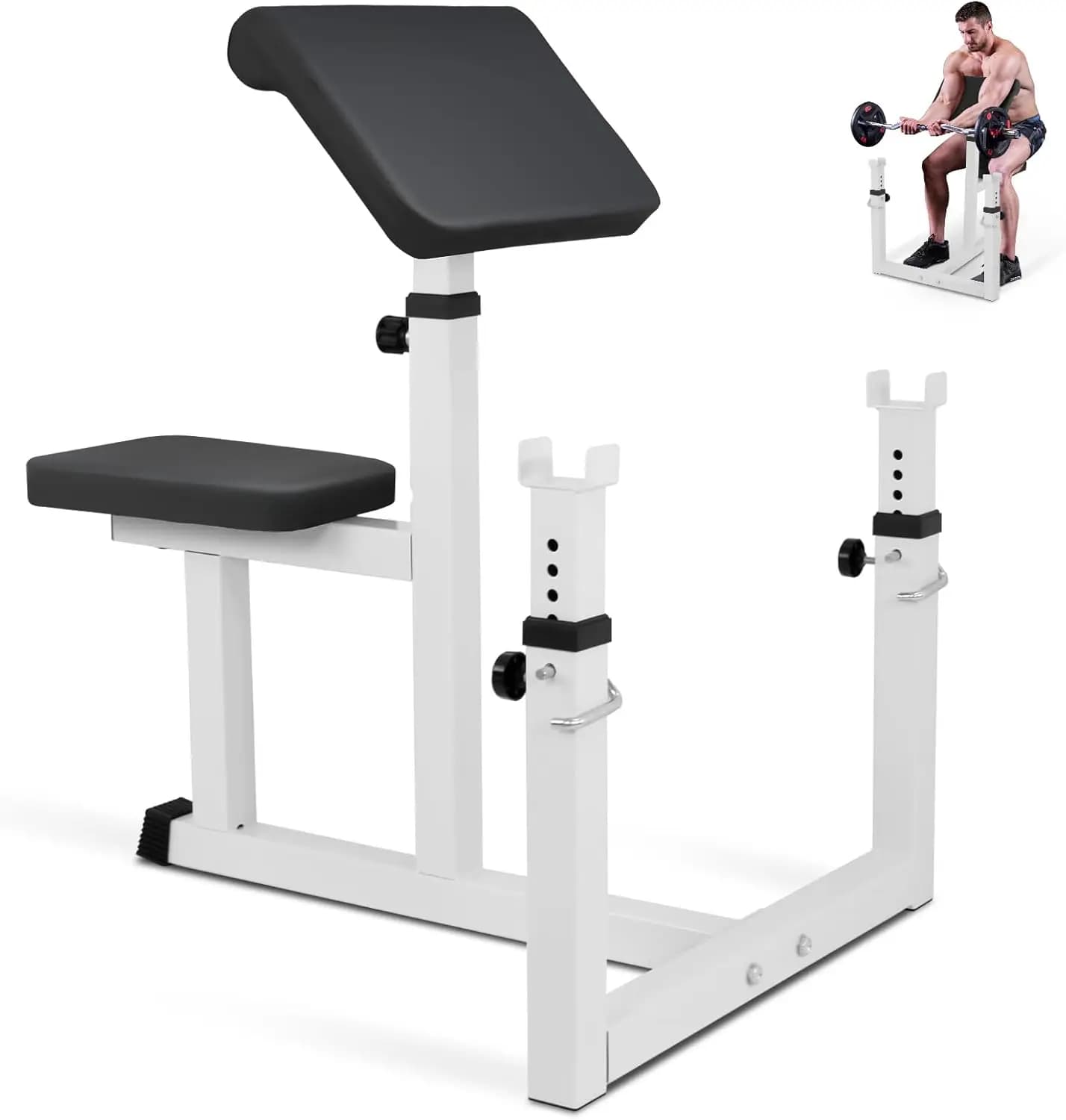 Panca pesi Preacher Curl regolabile per l'allenamento della forza dell'arricciatura del braccio Bilanciere isolato Manubri Bicipiti Tricipiti Muscolo seduto Ben