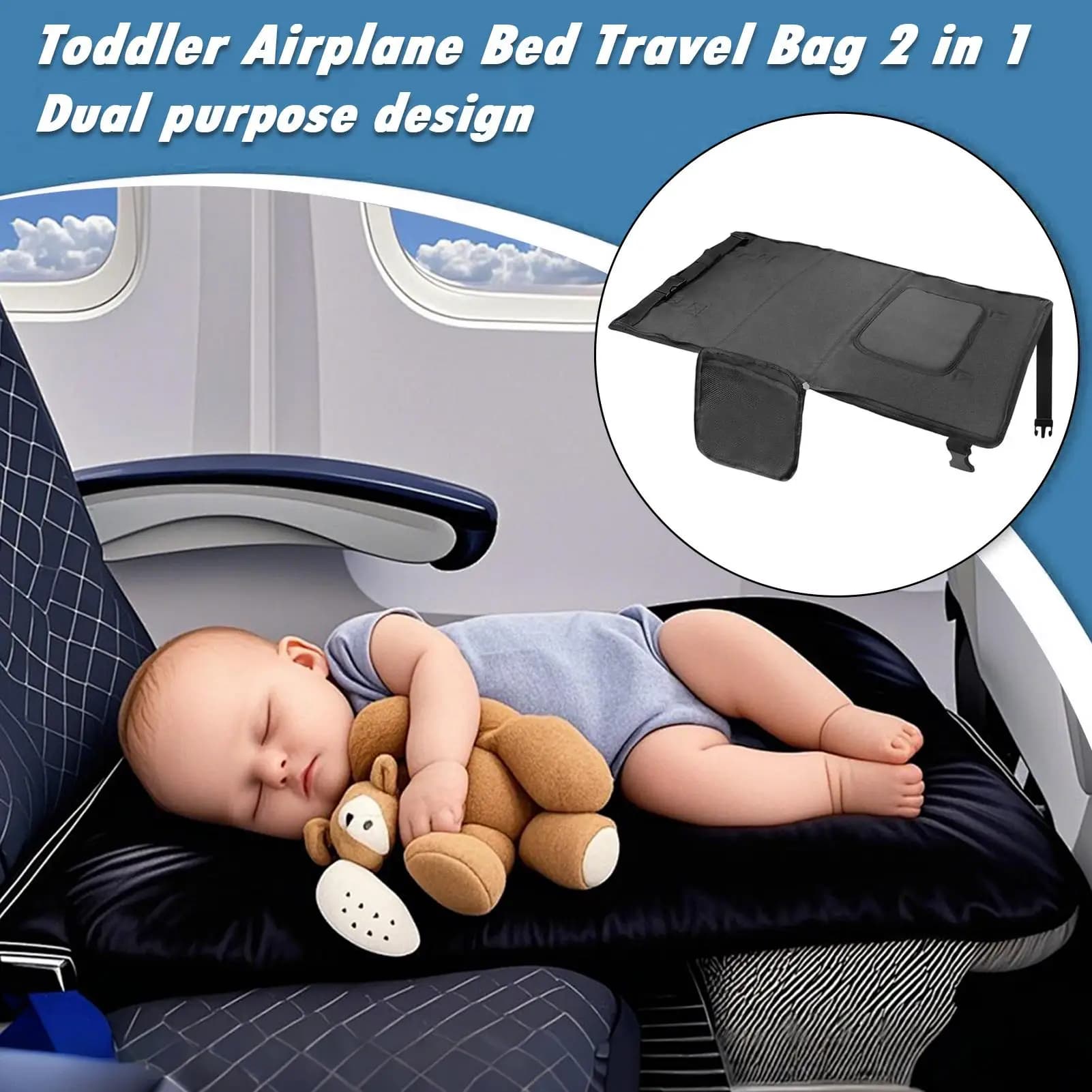 Baby cot poggiapies, for air travel, portable mattress with transport bag for weekend trips, gym, camping, car