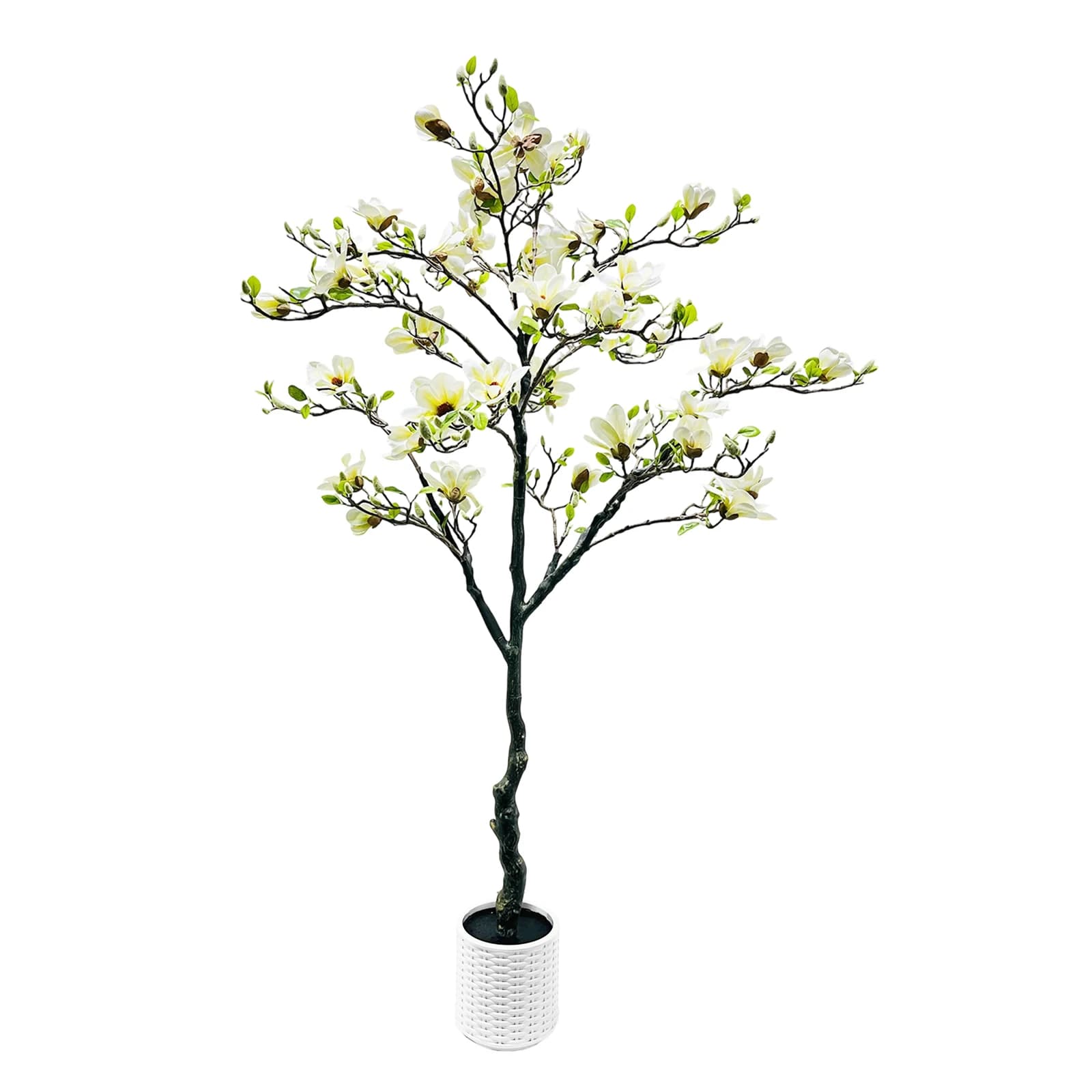 Albero di Magnolia Artificiale in Vaso 180CM (6FT) con Fiori Realistici, Pianta Finta in Vaso per Decorazione Casa, Giardino e Cortile