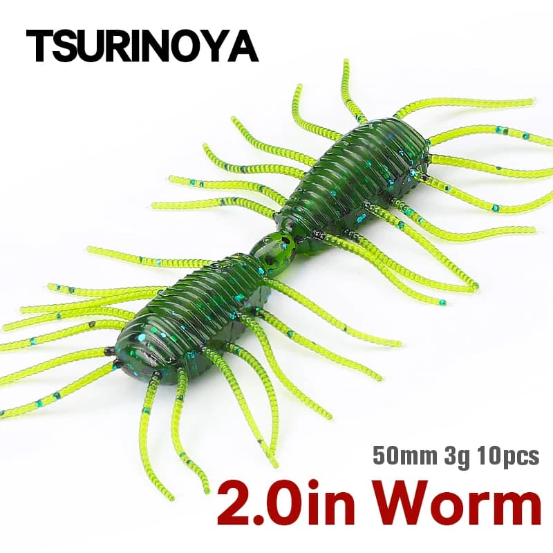 TSURINOYA 50mm 3g 10 pz Richiamo Morbido di Pesca FAERIE Verme Artificiale In Silicone Esche Morbide Per Spigola Trota Ajing Fishing Rig Swimbait