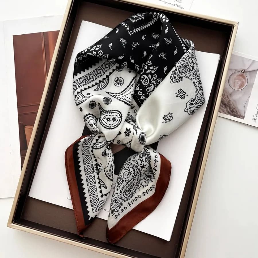 2025 Silk Shawl Square Scarf For Women Print Headband Foulard Satin Hijab Hair Bands Neckerchief Female Head Wraps Bandana