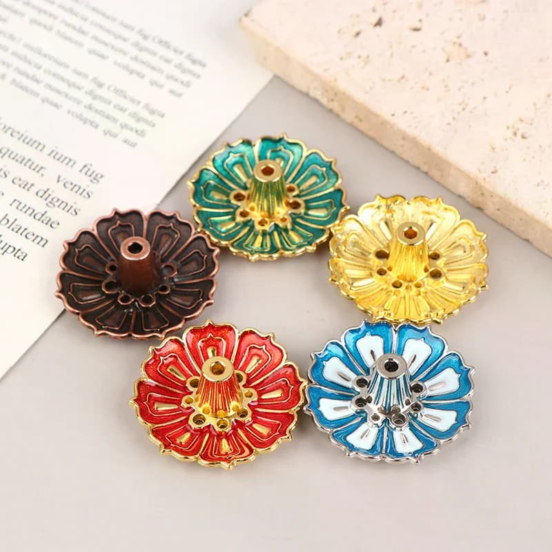 1 Pezzo Porta Incenso in Lega a Forma di Loto, Base per Incenso a Bastoncino e a Spirale, per Casa e Templi, Decorazione Domestica Delicata