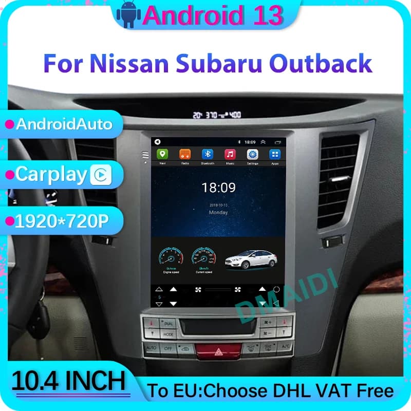 Carplay Auto Schermo Verticale Android 13 Autoradio 10.4 "Snapdragon GPS Lettore Multimediale Per Nissan Subaru Outback Video Stereo