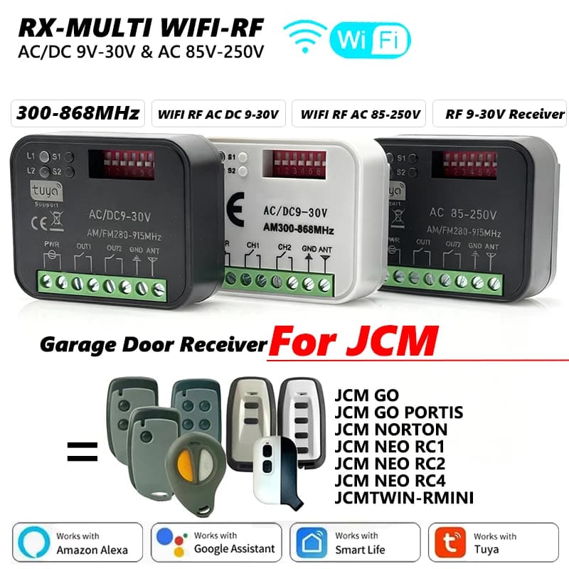 Per JCM GO PORTIS NORTON NEO RC1 RC2 RC4 TWIN-R MINI Telecomando per porta da garage RX MULTI Ricevitore WIFI Tuya 300-868 MHz