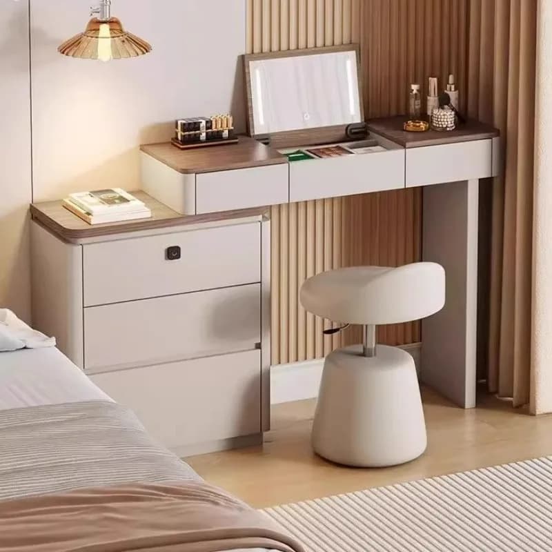 Piccola cassettiera minimalista italiana, camera da letto, cassettiera, coperchio ribaltabile, tavolo da trucco con serratura, comodino intelligente, tavolo da trucco