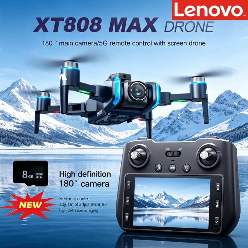 Lenovo XT808 Max GPS Foldable RC Drone 8K Dual Camera 5G WiFi FPV Brushless Motor Aerial Quadcopter