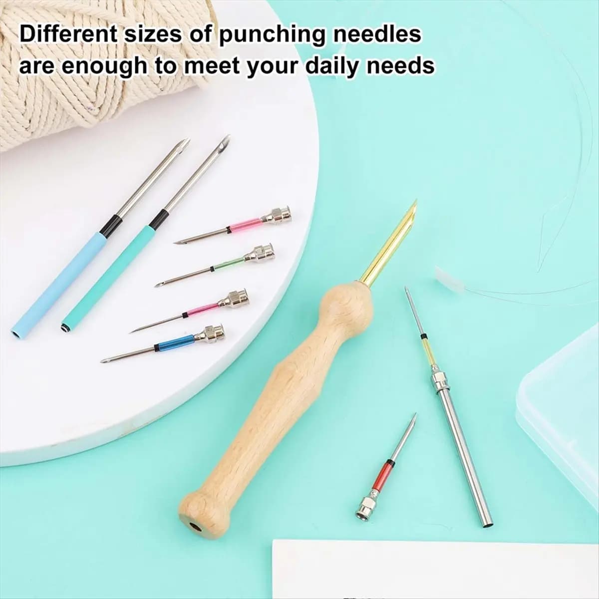 AT16 Punch Needle Kit, Embroidery Punch Adjustable Needle Kit Punch Needle Kit for Embroidery Floss Stitching Beginner