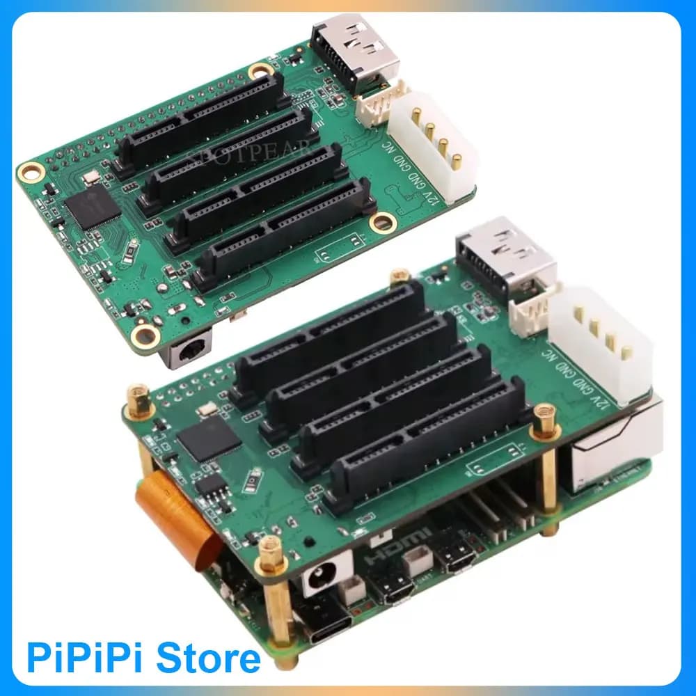 Raspberry Pi 5 Penta SATA HAT Expansion Card SATA Interface 4 channels for NAS storage For Raspberry Pi5