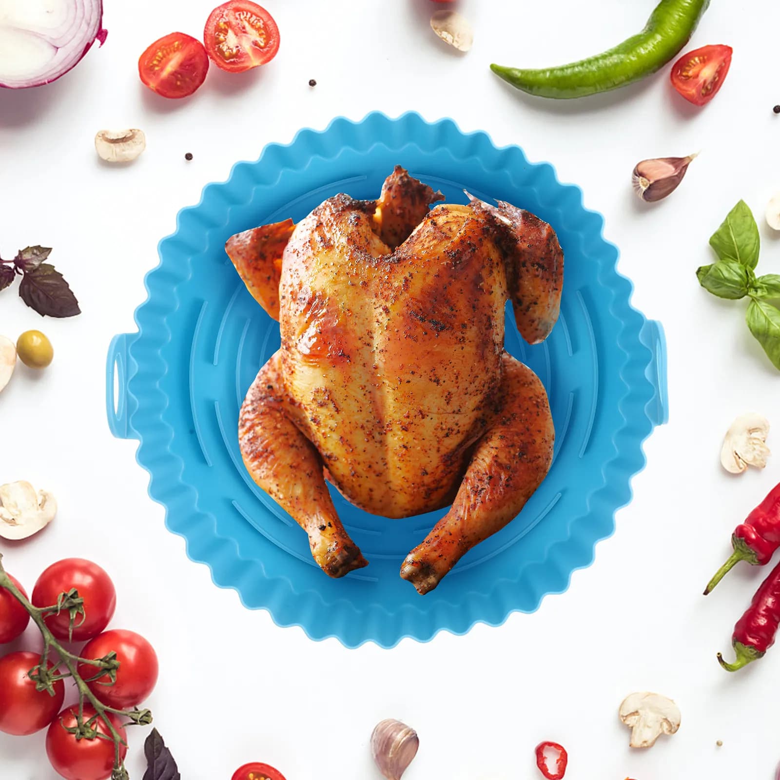 Reusable Silicone Carpet for Air Fryer with Heat Uniform Distribution Handles, Air Fryer Accessories