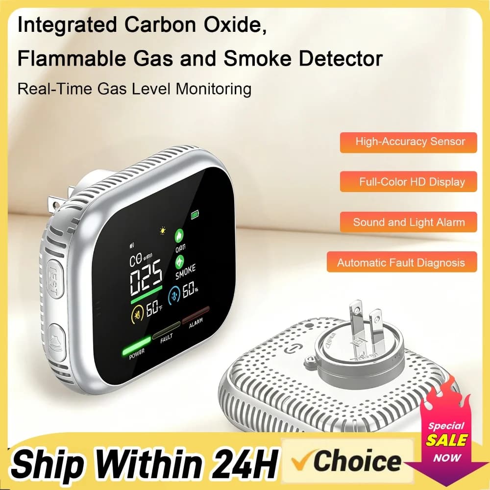 6-in-1 Portable Air Quality Monitor with HD Display Temperature & Humidity Portable Airs Detector Carbon Monoxide Detectors