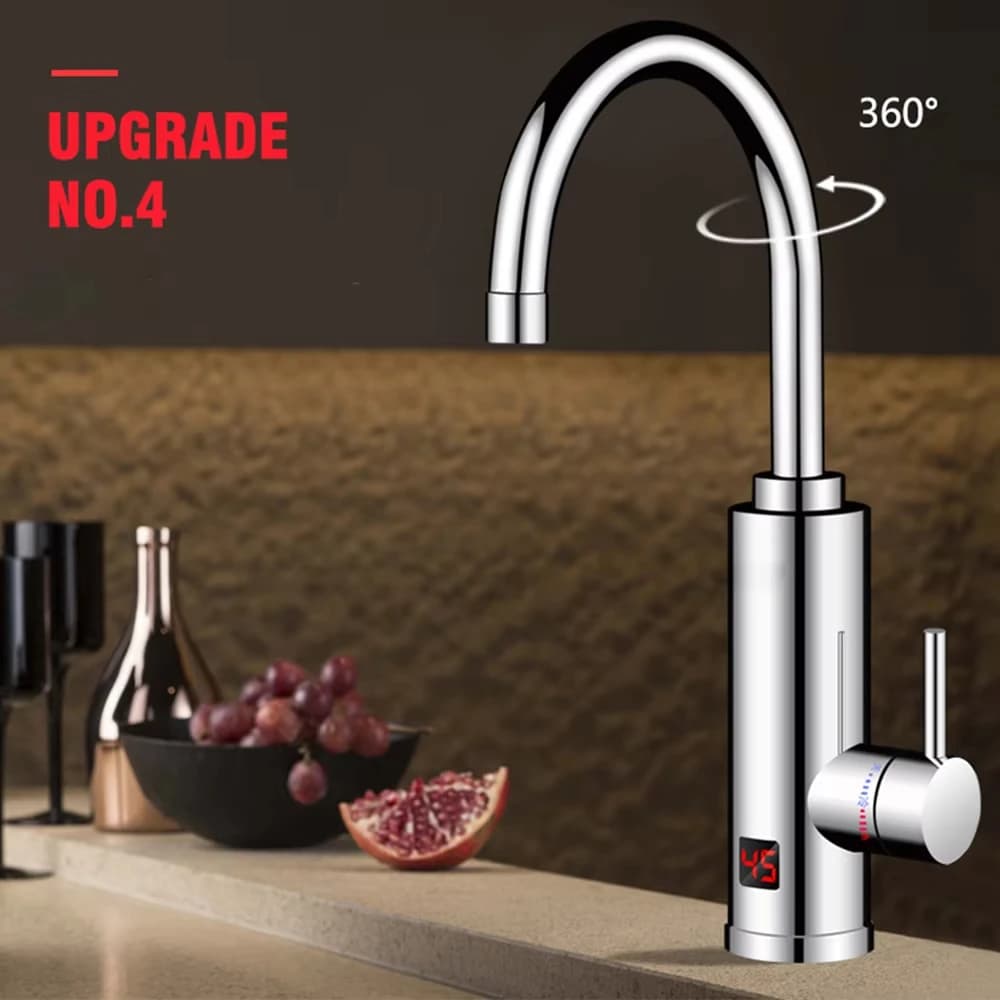 Scaldabagno Elettrico Istantaneo Senza Serbatoio 220V, Miscelatore Rubinetto Cucina 2-in-1 con Sistema di Riscaldamento Acqua Continua, Geyser Elettrico