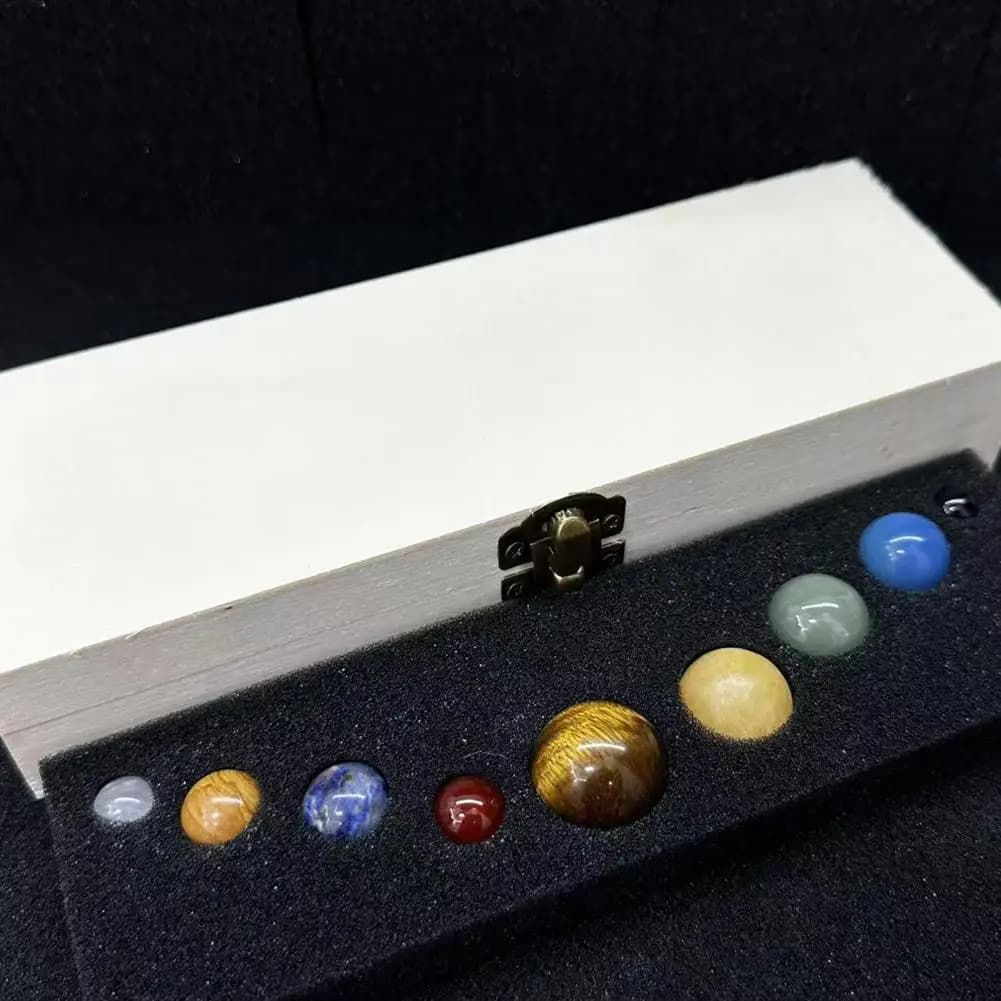 Sfera di Cristallo Naturale dei 9 Pianeti del Sistema Solare, Sfere di Pietre Preziose Naturali Accuratamente Selezionate, Regalo per Appassionati di Astronomia