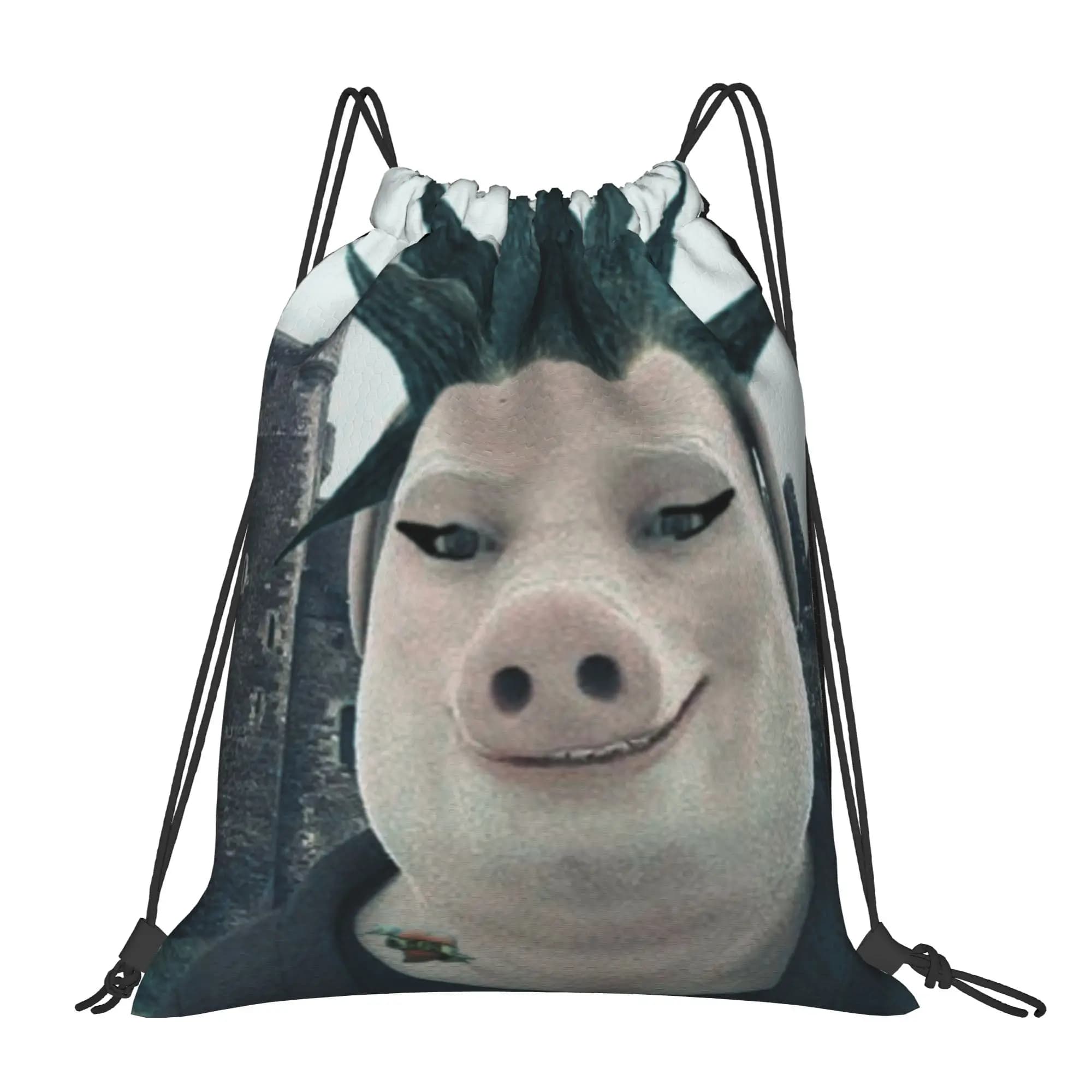 Custom John pork is calling Drawstring Bags Men Women Lightweight Funny Pig Sports Gym Storage Backpack