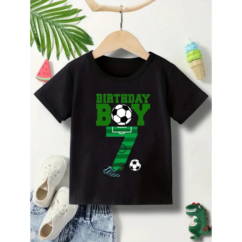 Children's birthday shirt | 5-7 years New black white summer shirts | Birthday gift for children Breathable short sleeves