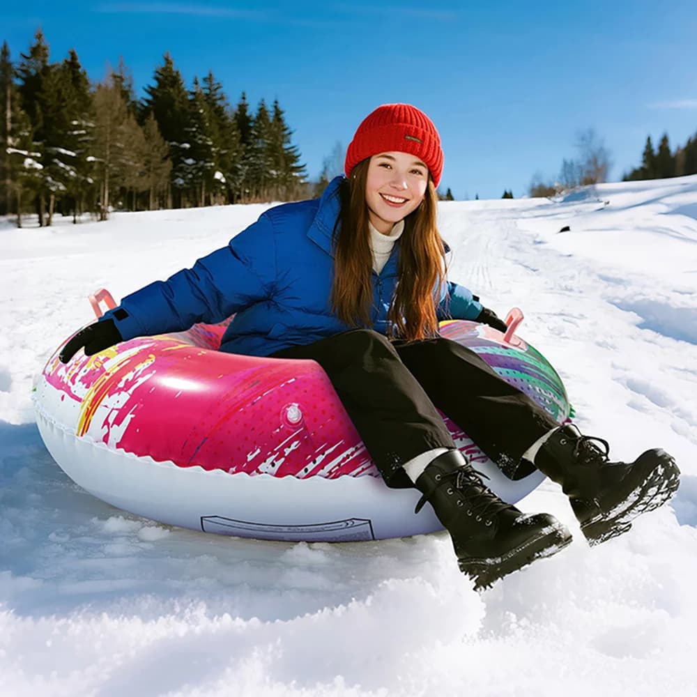 1pc nuovo prodotto anello da sci colorato anello da sella da sci gonfiabile in PVC addensato strumenti da parco di montagna da neve oggetti di scena per giochi per feste invernali