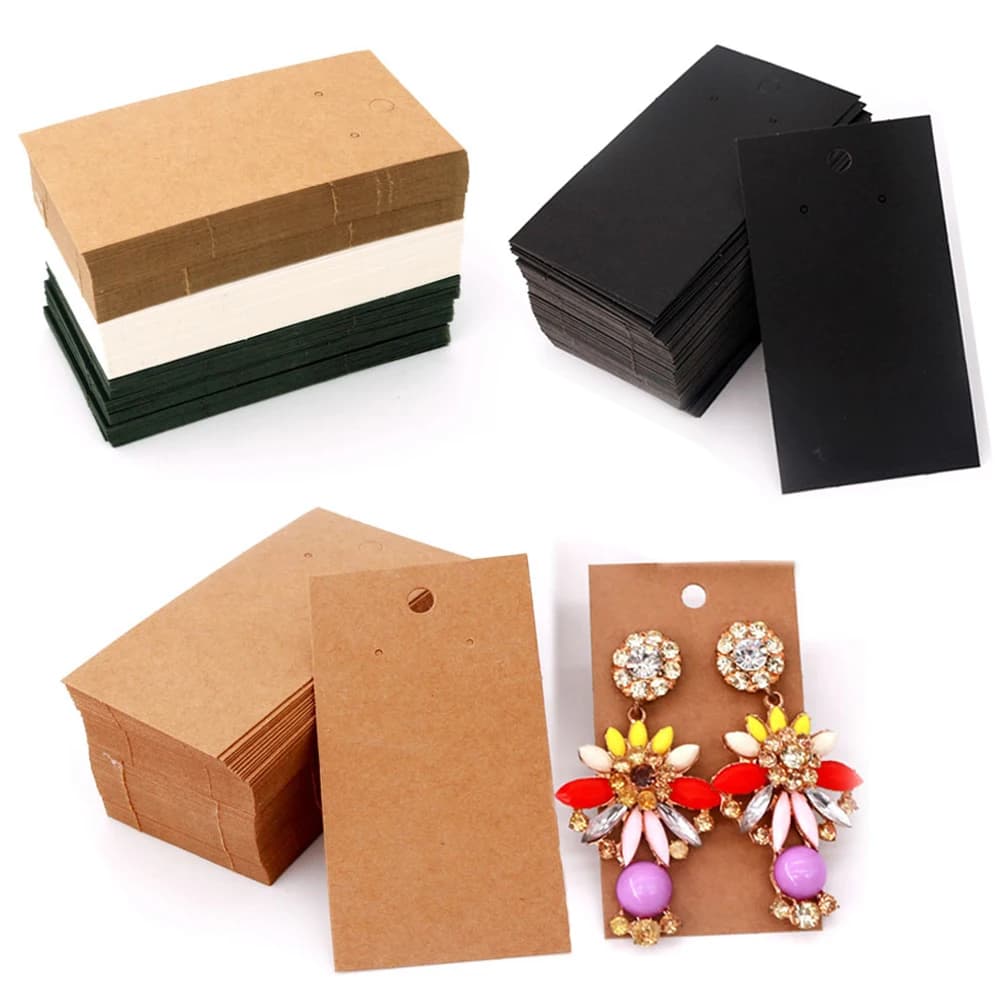 50 pz Orecchino Display Card 5x9 cm Etichette di Carta Kraft Vuota Titolari per Gioielli FAI DA TE Carta Appendere Prezzo Al Dettaglio Tag Accessori