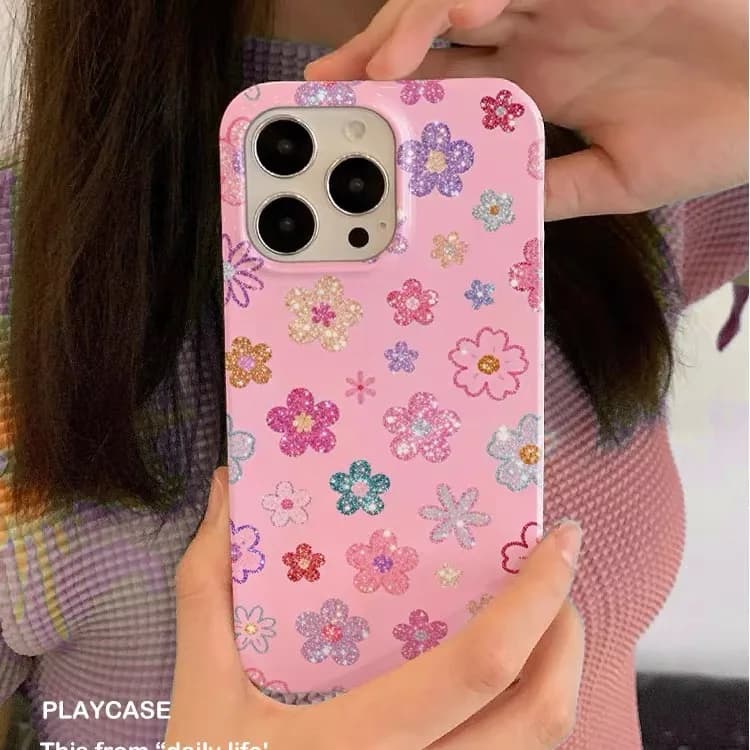 Cover per telefono in acrilico con fiori colorati rosa per iPhone 17 Air, 16E, 15 Pro Max, 14 Plus, 13, 12 Mini, 11 Pro, 16 Plus, XR, XS Max