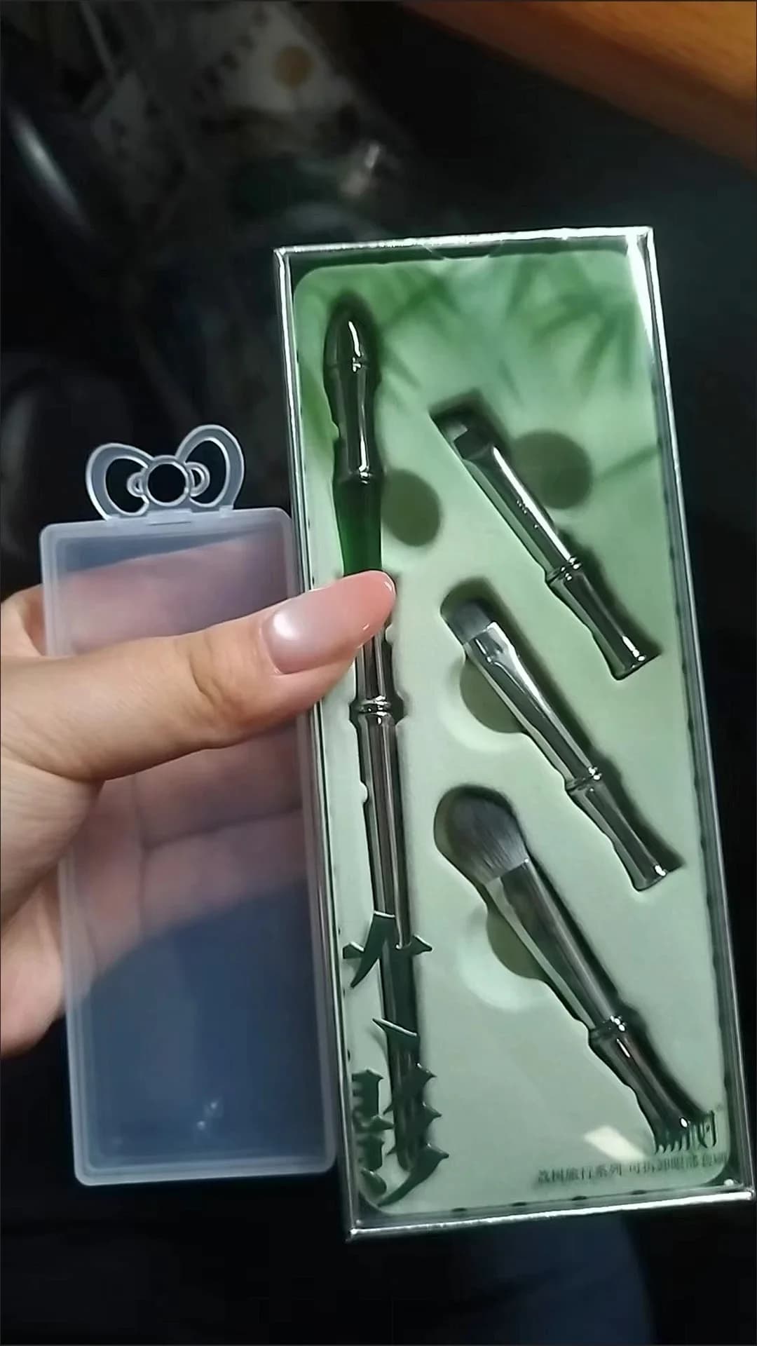 Set di Pennelli per Trucco Occhi Lishu, Pennello Doppia Punta Due-in-Uno in Pelo Animale per Eyeliner e Sfumatura