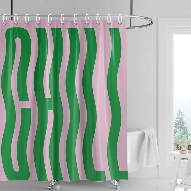Tenda da doccia in tessuto morbido per bagno in stile Ins, motivo geometrico astratto, decorazione per tenda per porta del bagno impermeabile