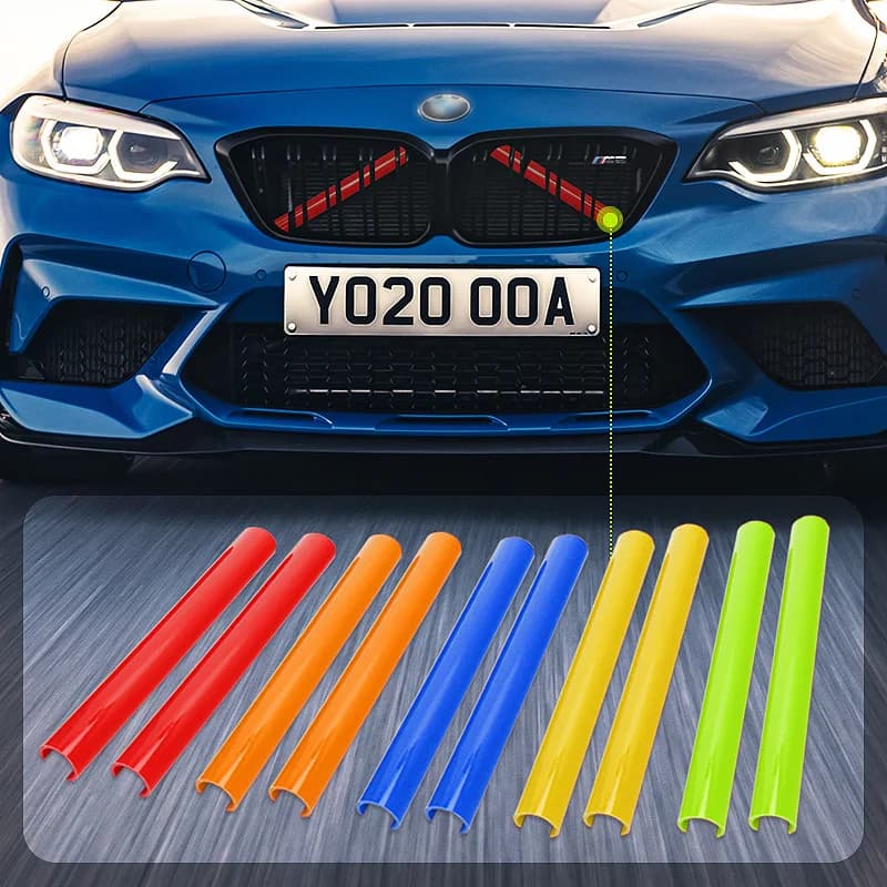 2Pcs Sport Sticker Car Front Grille Nose Trim Air Inlet Bar Strip Vent For BMW F20 F21 F22 F23 F30 F31 F32 F33 1 2 3 4 Series