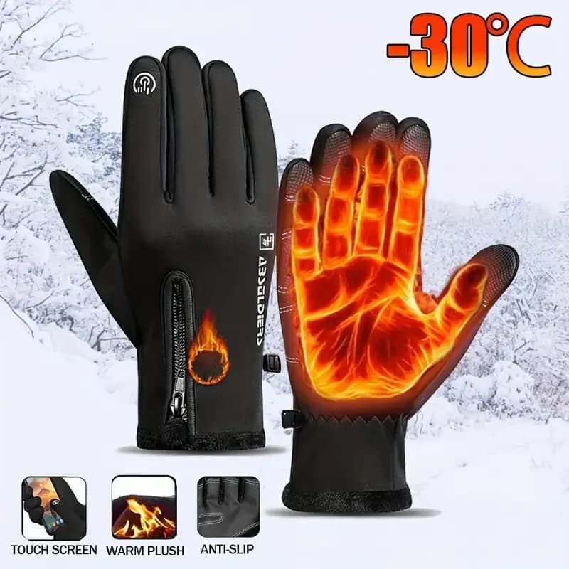 Guanti da moto invernali foderati in pile termico invernale resistenti all'acqua touch screen delicato sulla pelle guanti da sci da equitazione all'aperto
