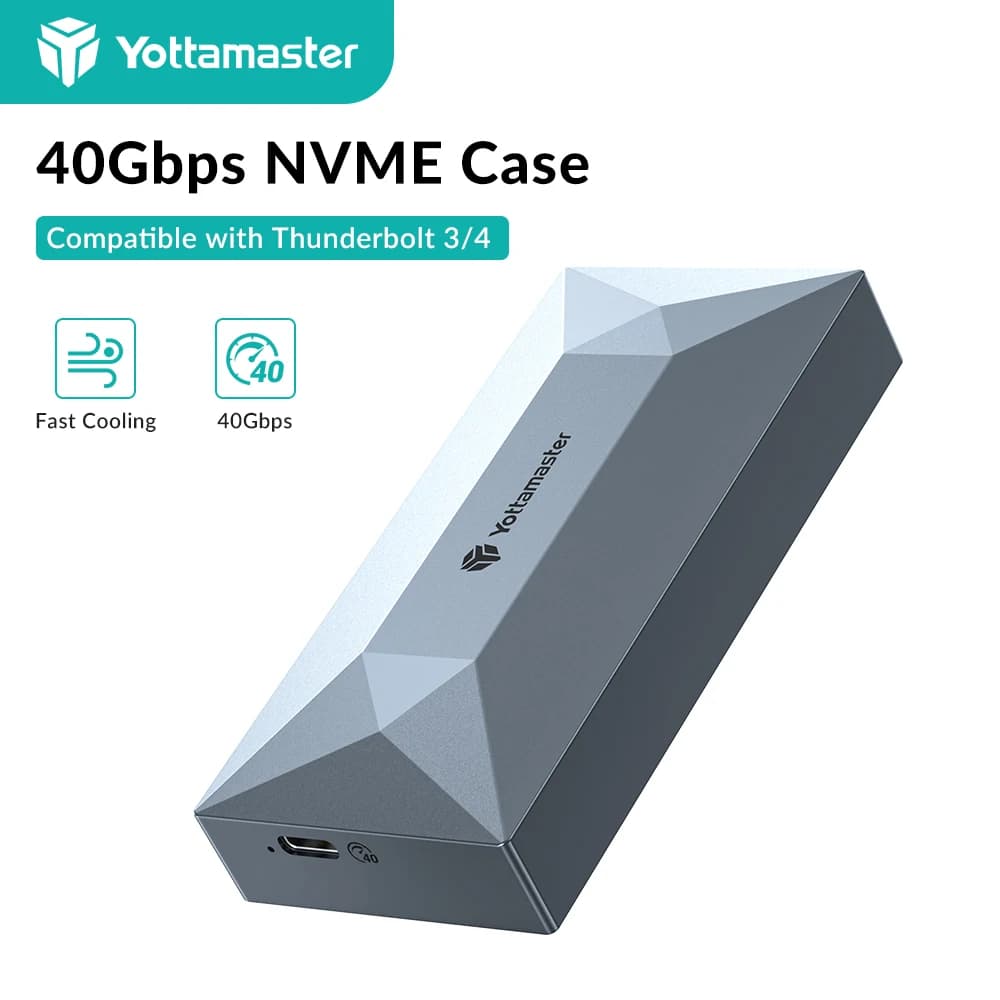 Yottamaster 40Gbps NVMe SSD Enclosure USB4 NVMe PCIE Case Esterno per Disco Rigido Compatibile con Thunderbolt 3/4 Type C