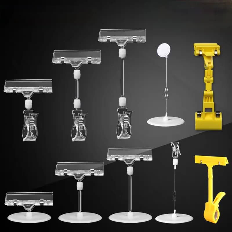 5 Pezzi Merchandise in Plastica Girevole Pop Clip Abbigliamento Etichetta del Prezzo Clip Cartelli per Biglietti del Supermercato Cartellino del Prezzo