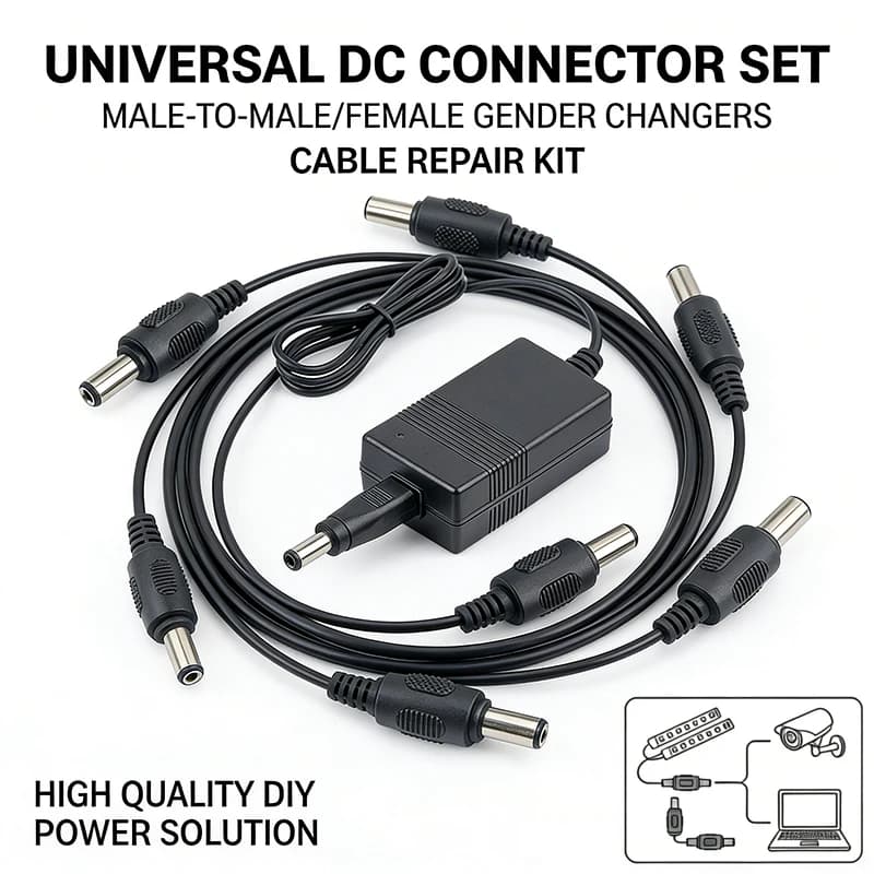 Extension cable for DC power supply of 40 pieces 5.5x2,1 mm – 12V adapter 2A from male to female / from female to male for CCTV cameras and security systems