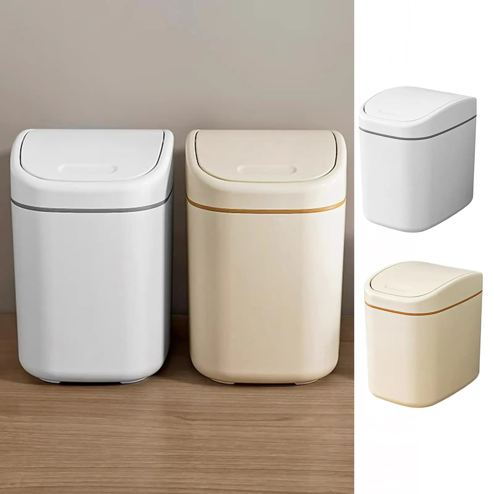 Cestino da scrivania con coperchio, piccolo cestino da tavolo, contenitore per rifiuti, pattumiera per bagno e mobiletto
