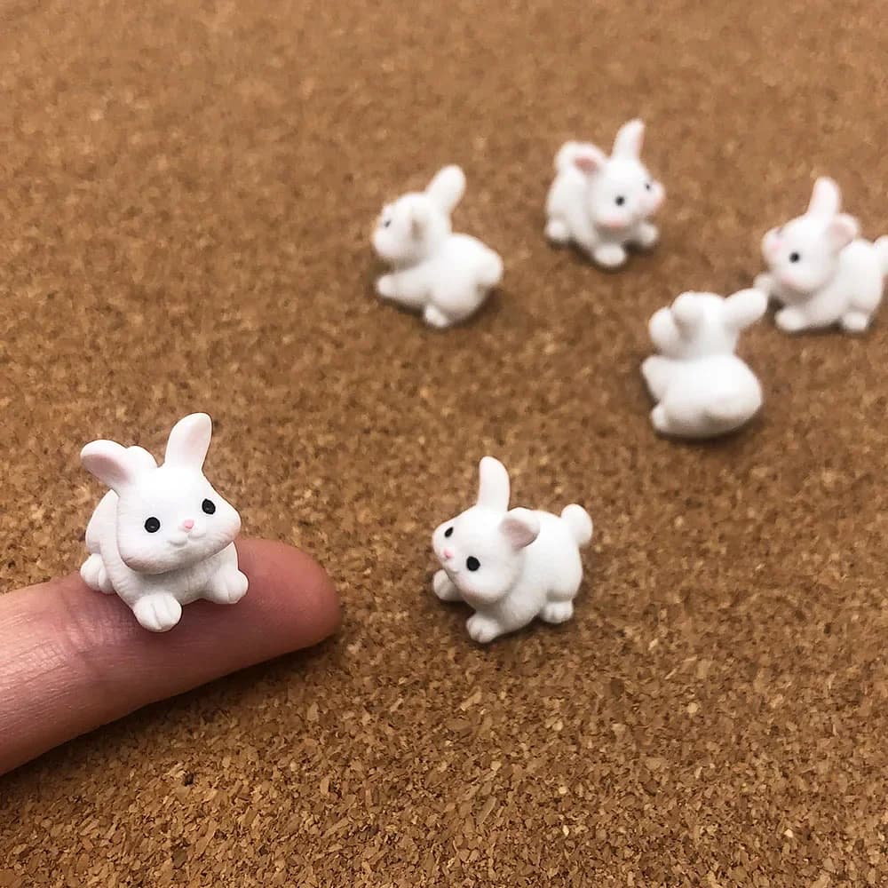 5 pezzi adorabile mini coniglio in resina in miniatura - simpatico ornamento da giardino fatato, decorazione artigianale fai da te con micro paesaggio