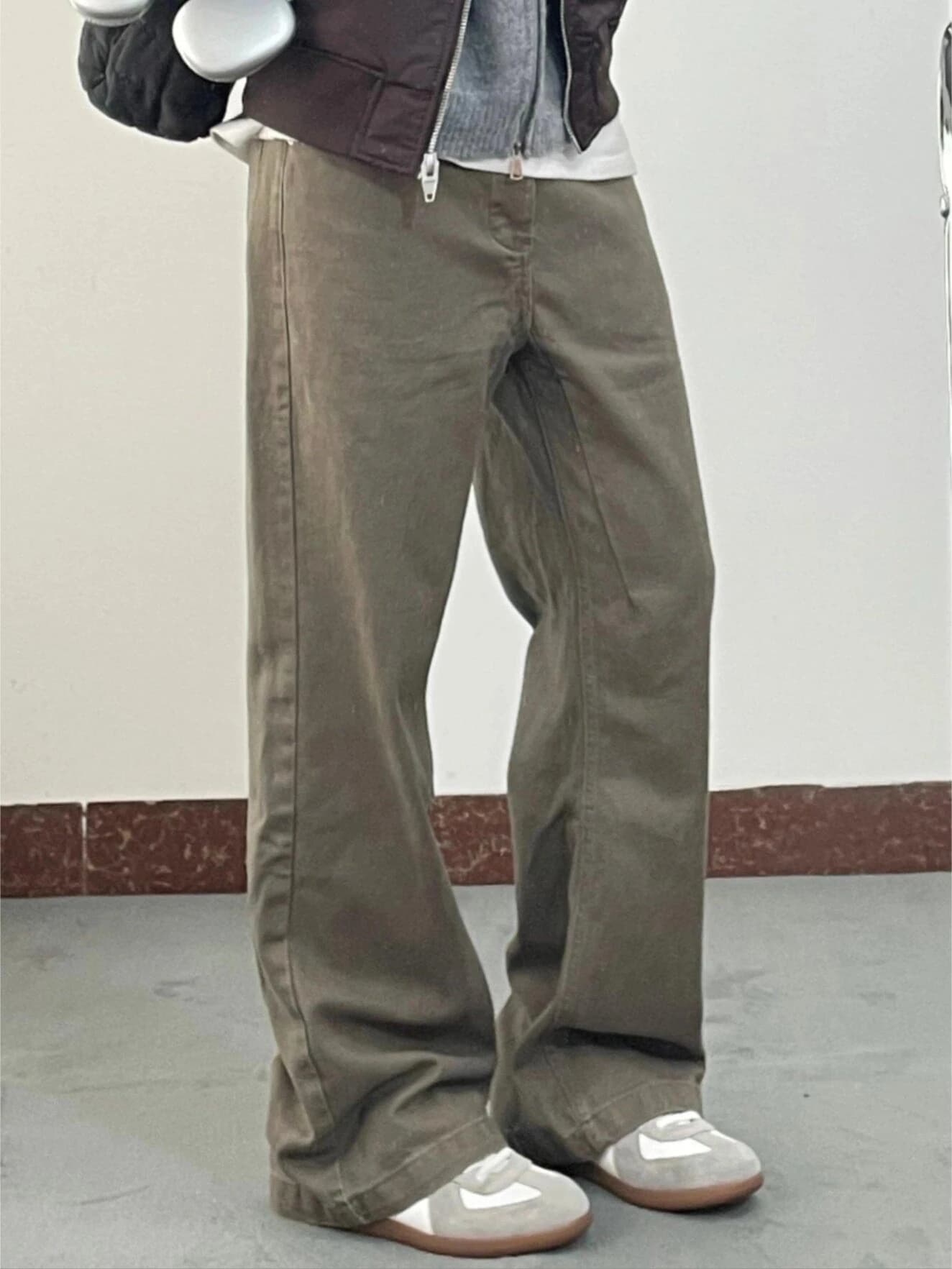 Jeans da Uomo Cleanfit American High Street Vintage Marrone a Gamba Dritta, Pantaloni Lunghi Casual Morbidi e Comodi, Stile Street