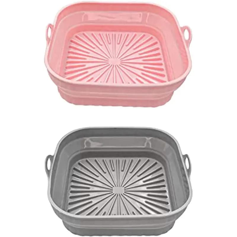 VEHO-2PCS Reusable square coatings for air fryer, folding accessories for air, pink and grey fryer