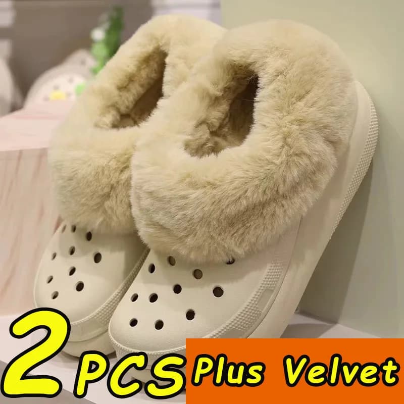 2025HOT Scarpe con foro Copriscarpe invernali Addensare inserti in pelliccia Donna Uomo Copriscarpe Rimovibile Fodera in peluche Comfort Pad Accessori per pantofole