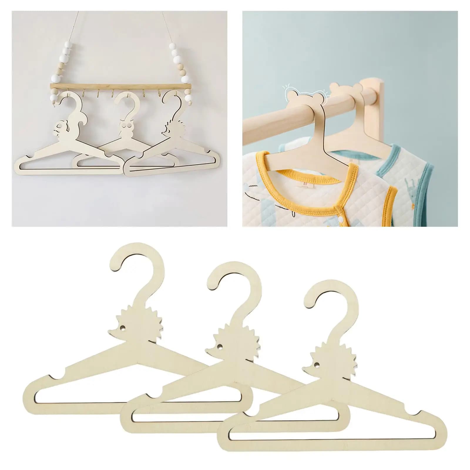 3x Nordic Style Baby Clothes Hangers Hanging Racks Washcloths for Children