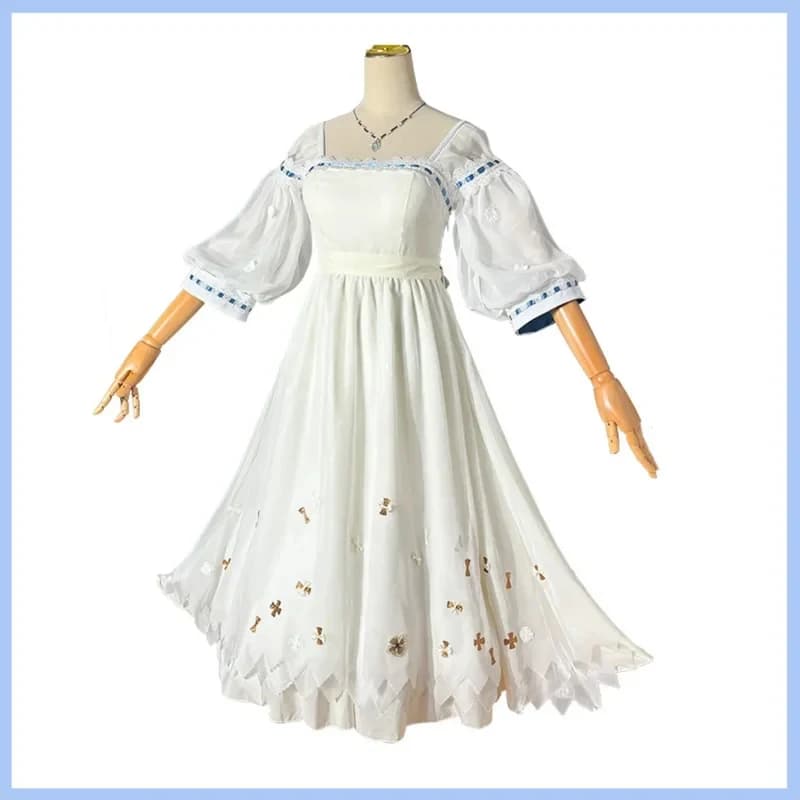5;e,8\v,5/XQAnime Game Reverse:1999 Thirty-Seven Cosplay Costume 37 White Dress Headwear Wig Party Woman Sexy Cute Daif,5'h\8/m'