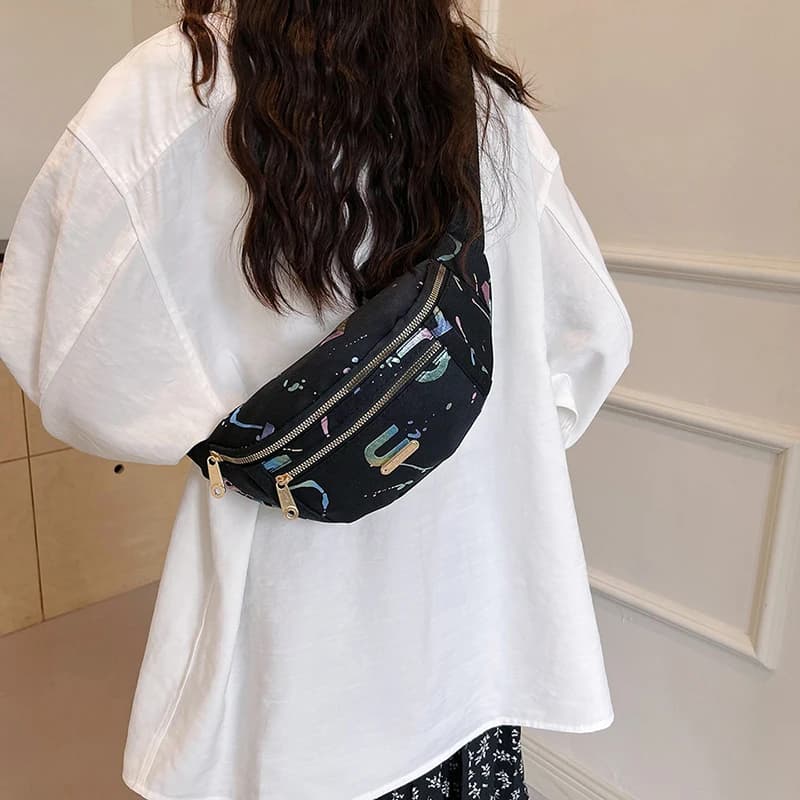 Men's Marsupi Men's Waist Absorbent Print Pattern Fashion Marsupi Shoulder Bags Running Travel Training