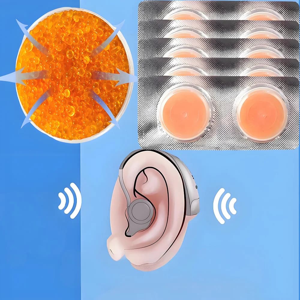 Capsule di asciugatura per apparecchi acustici Disumidificatore essiccante Pallet di asciugatura per apparecchi acustici in silicone BTE Asciugatura Accessori per la cura dell'orecchio