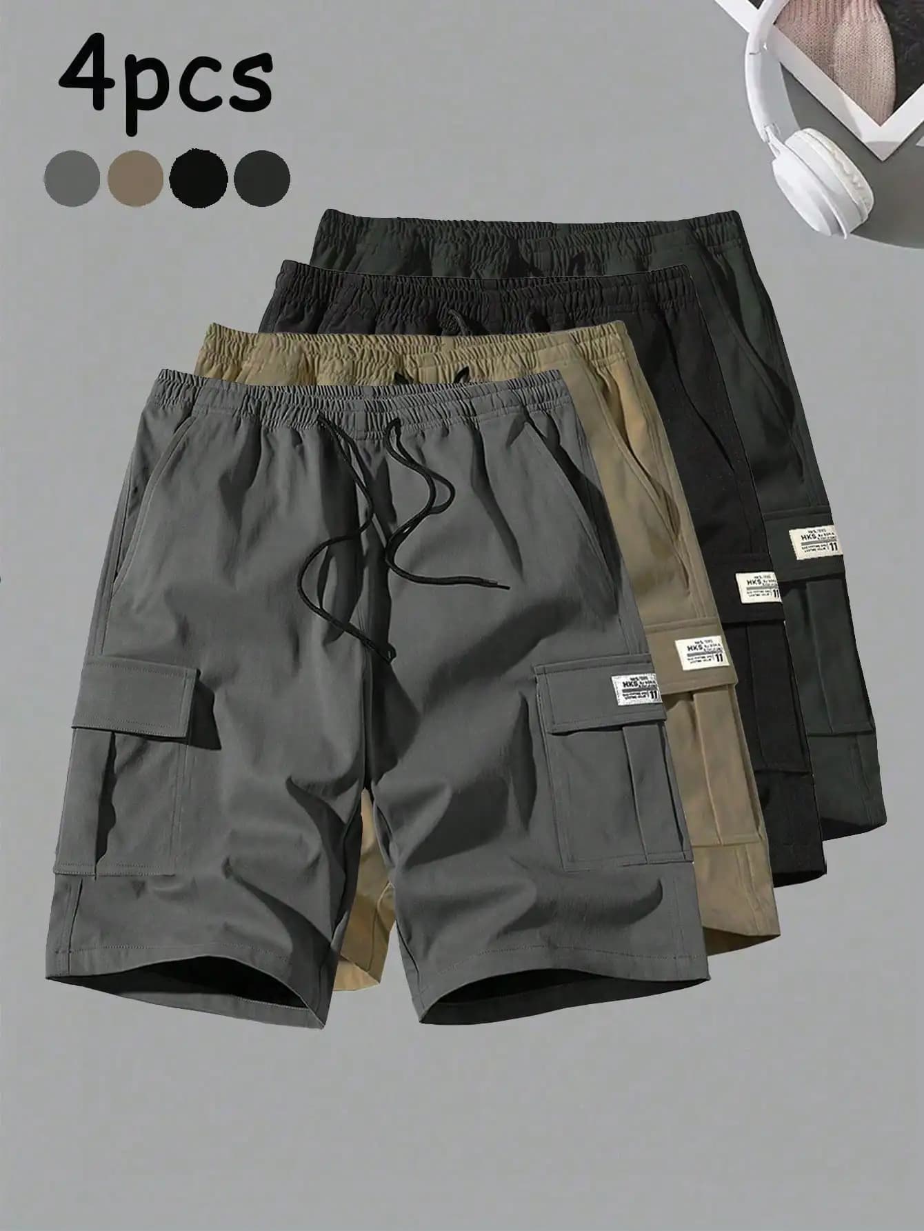 1 paio di pantaloncini cargo casual da uomo, traspiranti, estivi, da esterno, tipo Bermuda