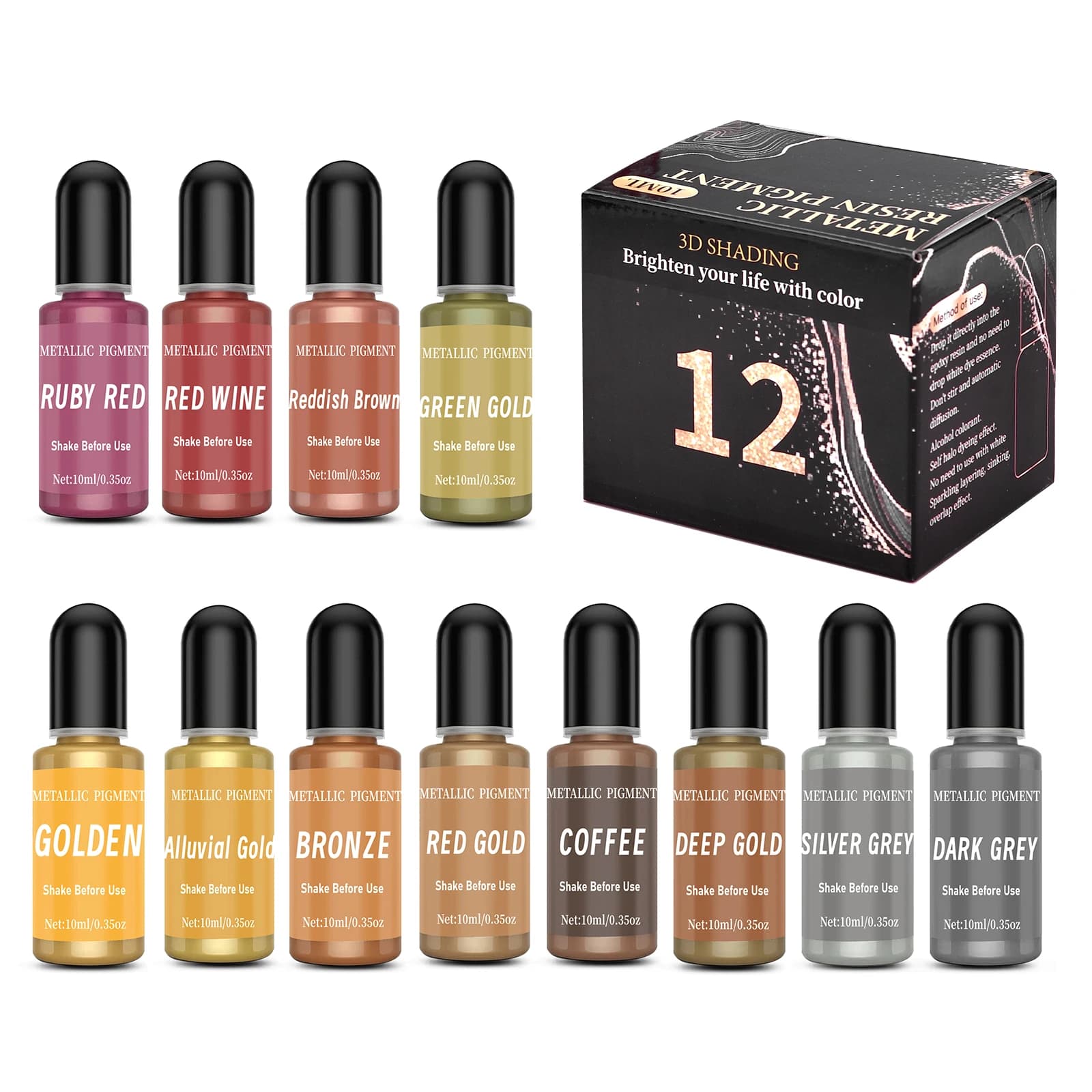 1 set of artistic ink alcohol epoxy resin pigment kit epoxy diffusion liquid pigment mixed with AB Glun resin dye jewelry creation