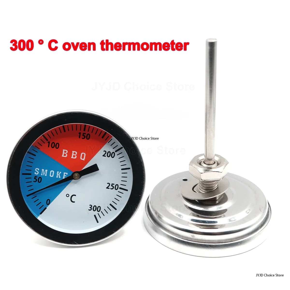 300°C Degrees Oven Thermometer Stainless Steel Grill BBQ Thermometer Instruments 52mm Barbecue Temperature Gauge Kitchen Cooking