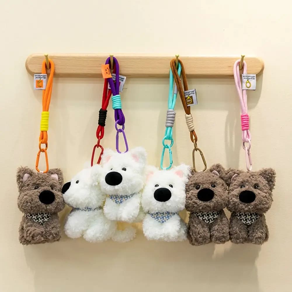 Ciondolo Creativo in Peluche a Forma di Cane West Highland, Decorazione Anti-smarrimento, Bambola Animale Imbottita da Appendere