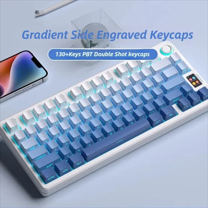 Gradient OEM Profile PBT Double Shot Mechanical Keyboard Keycap Side Print Shine Through RGB Keycaps For MX Switch Keyboard DIY