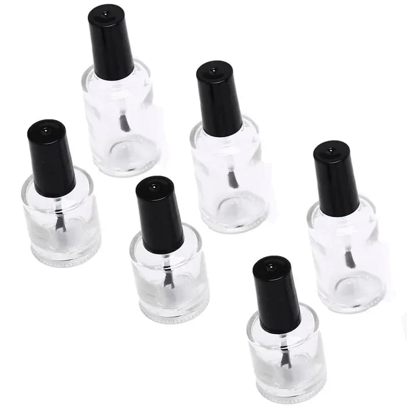 Bottiglia per smalto in vetro trasparente da 5 pezzi con pennello Contenitori cosmetici vuoti Contenitori per nail art riutilizzabili Fiale portatili da viaggio